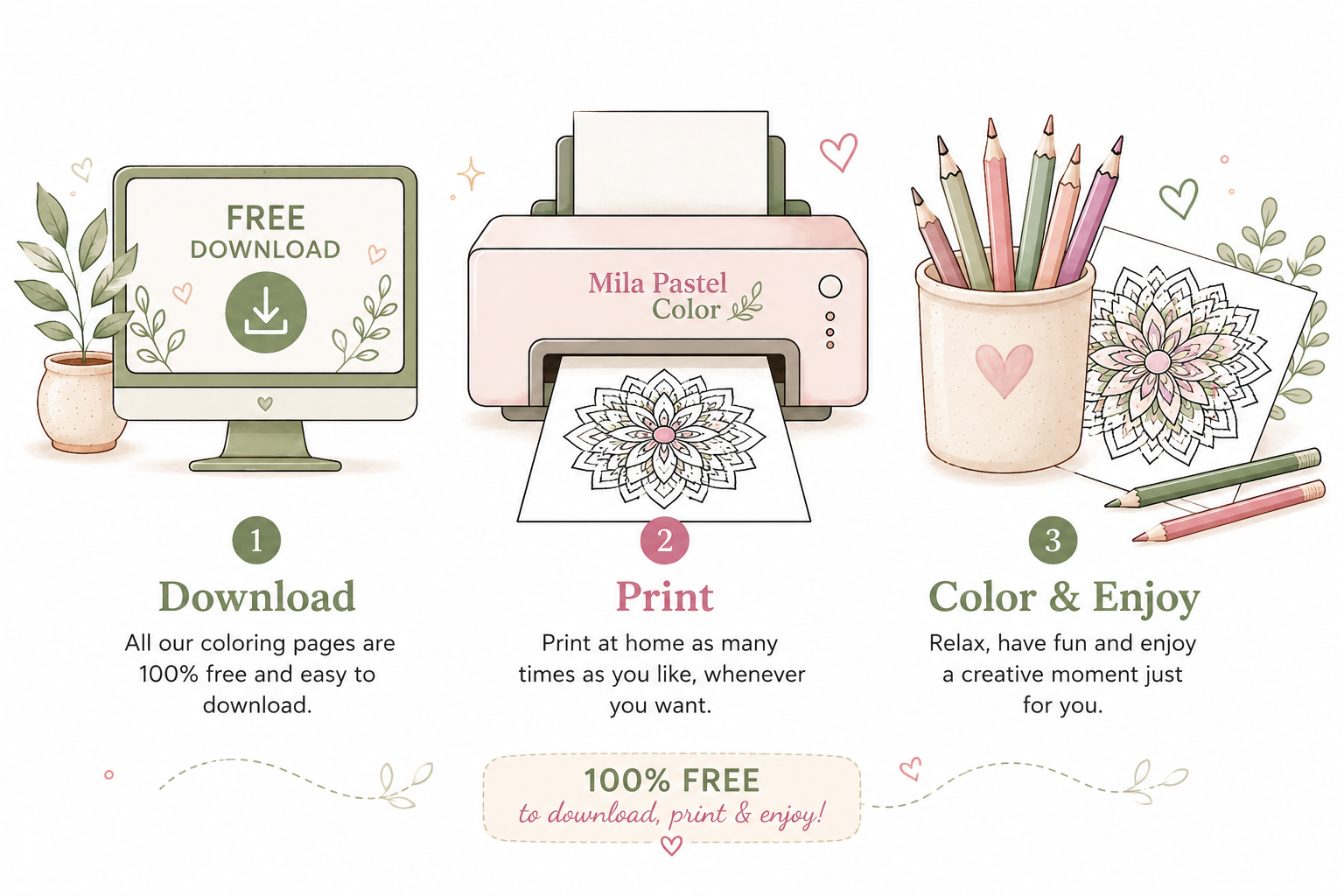 Download, print, and color your Mila Pastel Color PDFs