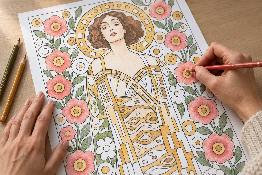 Art Coloring Page with Faber-Castell Polychromos Colored Pencils