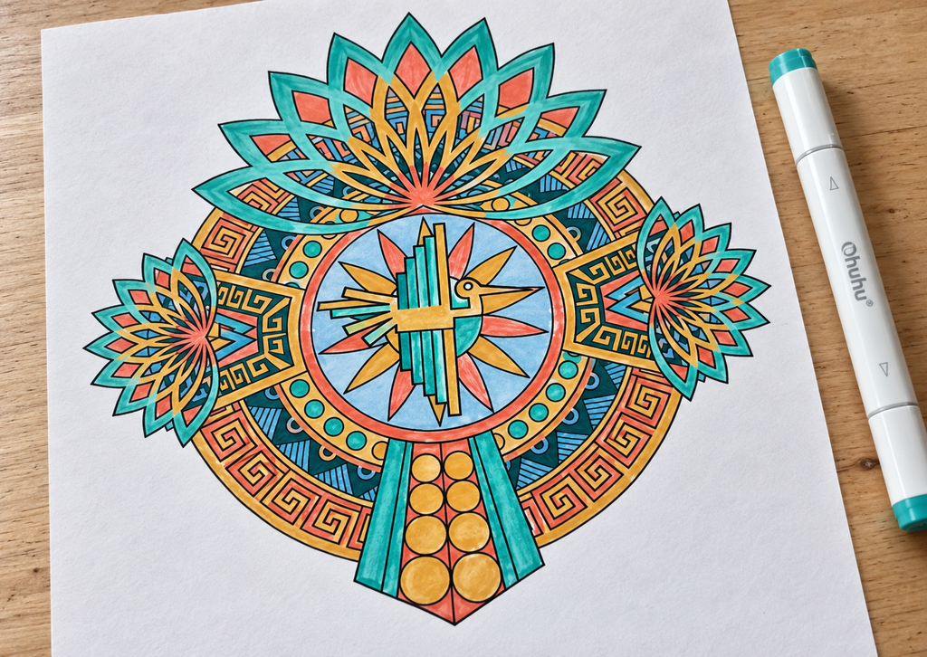 my mandalas, colored with my Ohuhu alcohol markers.