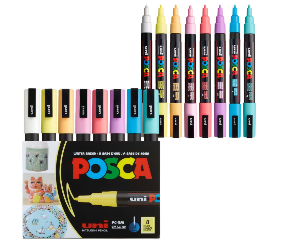 POSCA® PC-3M Paint Markers, 8 Count Soft Tone Fine Reversible Tip Set