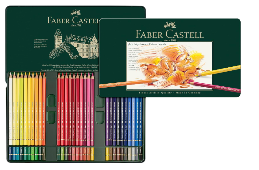 Polychromous Colored Pencil Set In Metal Tin 60pc