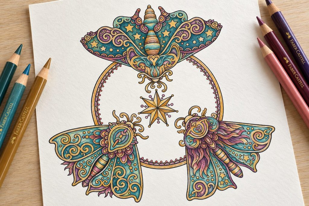 Hanna Karlzon coloring page colored with Faber-Castell Polychromos pencils